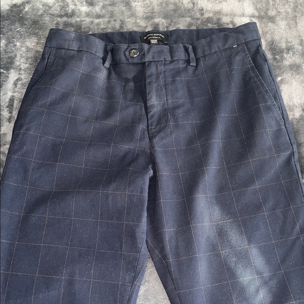 Banana Republic Pants Mens 33x30 Blue Plaid Grayson Slim Tapered Chino Pants